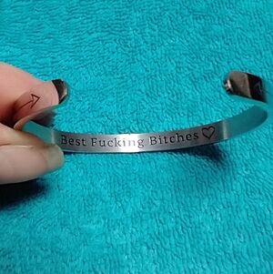 Engraved Silver stainless steel best friends  Bracelet arrow cuff